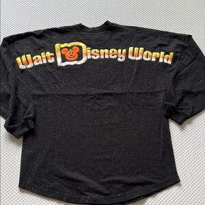 Disney Spirit Jersey Candy Corn Halloween Black Glitter Speckled Long Sleeve Tee